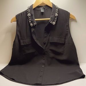 Used forever21 large black sleeveless blouse